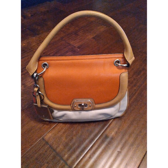 Cole Haan Satchel Top Handle Bag Leather Colorblock Small Designer Purse - Picture 1 of 8